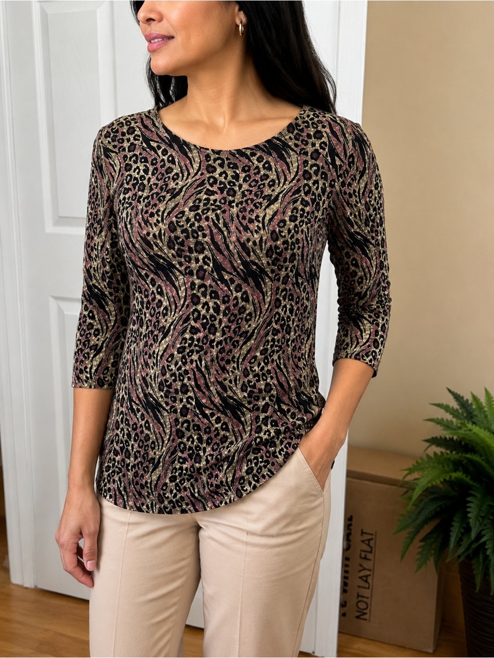 Brittany Black Animal Print Top